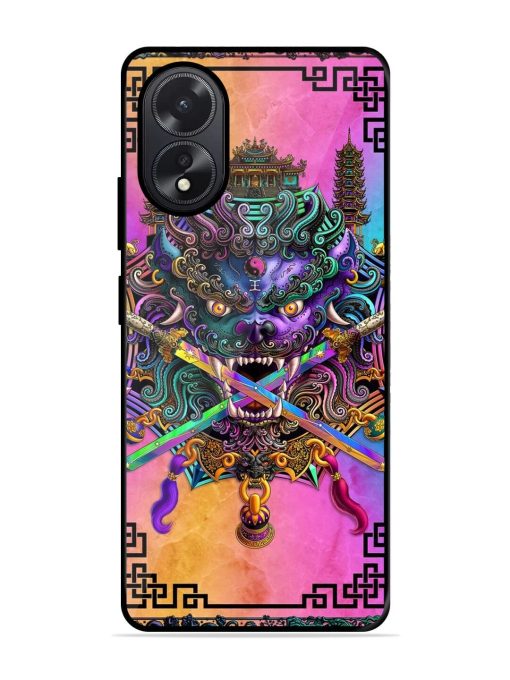 Psychedelic Fu Dog Tapestry Glossy Soft Edge Case for Oppo A38 Chachhi