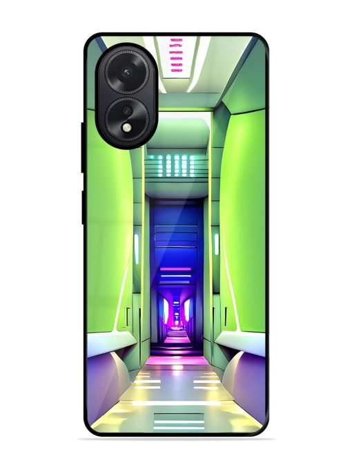 Neon Corridor Glossy Soft Edge Case for Oppo A38 Chachhi