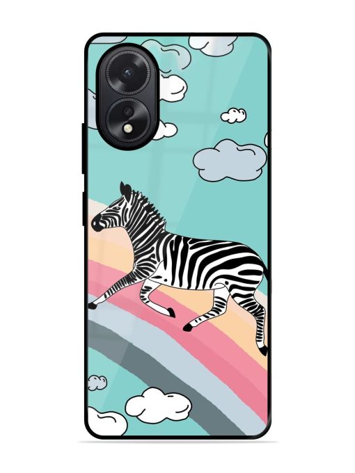 Zebra On A Rainbow Glossy Soft Edge Case for Oppo A38 Chachhi