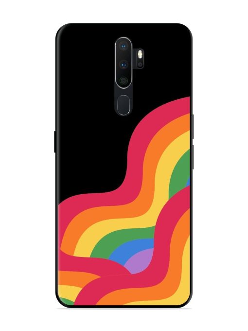 Wavy Rainbow Glossy Soft Edge Case for Oppo A5 (2020) Chachhi