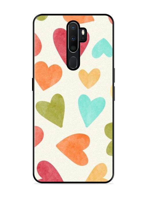 Watercolor Hearts Glossy Soft Edge Case for Oppo A5 (2020) Chachhi