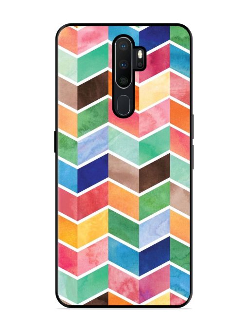 Watercolor Chevron Whimsy Glossy Soft Edge Case for Oppo A5 (2020) Chachhi