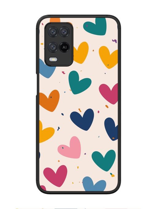 Rainbow Hearts Glossy Soft Edge Case for Oppo A54 Chachhi