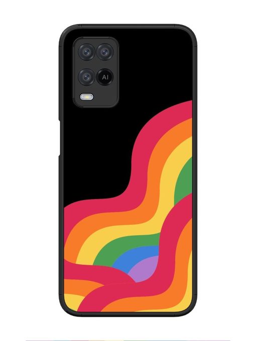 Wavy Rainbow Glossy Soft Edge Case for Oppo A54 Chachhi