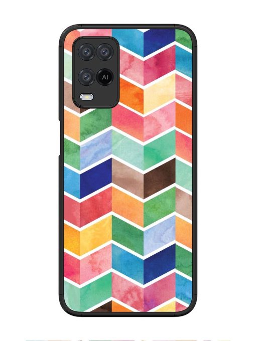 Watercolor Chevron Whimsy Glossy Soft Edge Case for Oppo A54 Chachhi