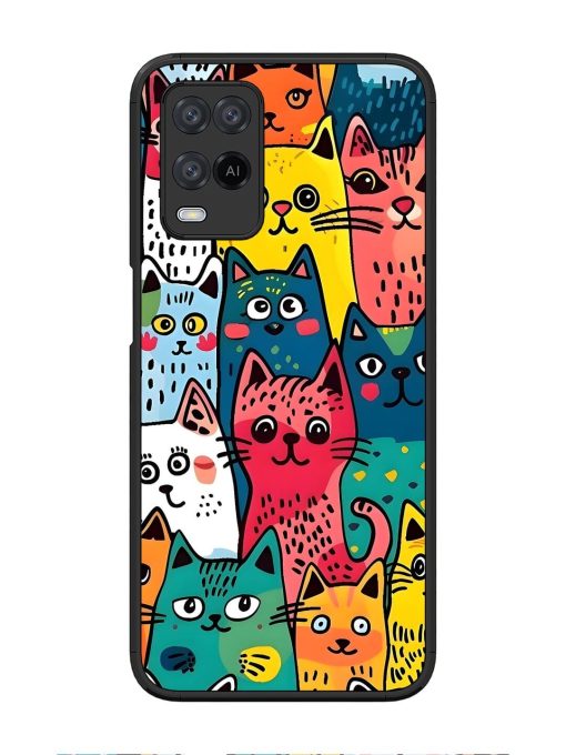 Feline Frenzy Glossy Soft Edge Case for Oppo A54 Chachhi