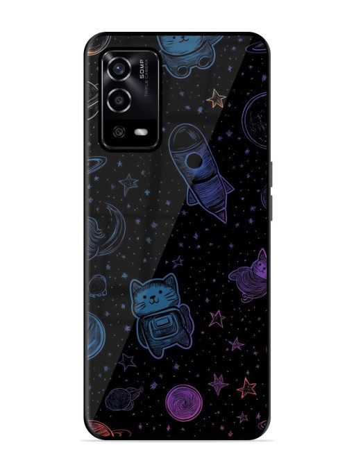 Cosmic Cat Chaos Glossy Soft Edge Case for Oppo A55 Chachhi