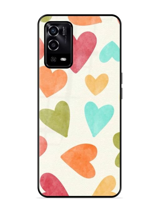 Watercolor Hearts Glossy Soft Edge Case for Oppo A55 Chachhi