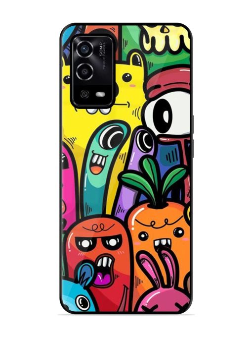 Whimsical Doodle Chaos Glossy Soft Edge Case for Oppo A55 Chachhi