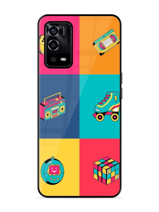 90S Throwback Grid Glossy Soft Edge Case for Oppo A55 Chachhi