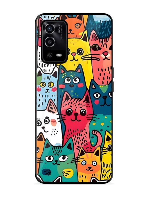 Feline Frenzy Glossy Soft Edge Case for Oppo A55 Chachhi