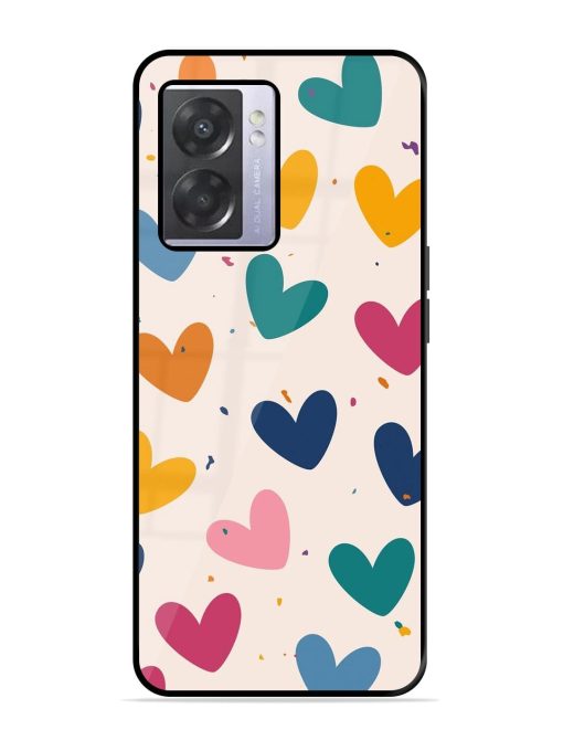 Rainbow Hearts Glossy Soft Edge Case for Oppo A57 (5G) Chachhi