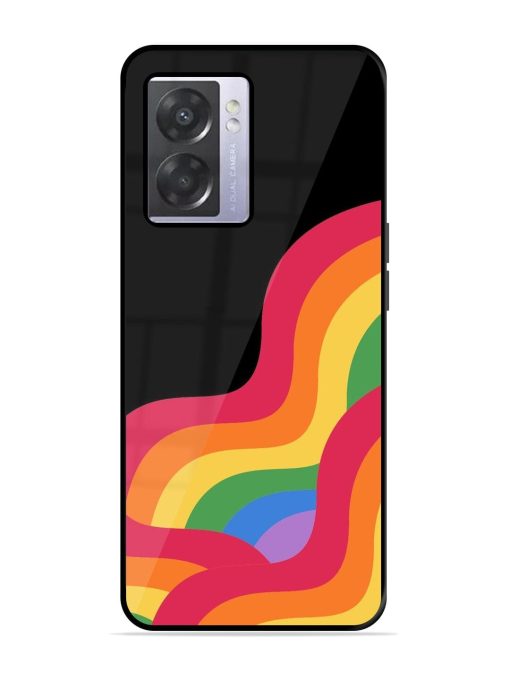 Wavy Rainbow Glossy Soft Edge Case for Oppo A57 (5G) Chachhi