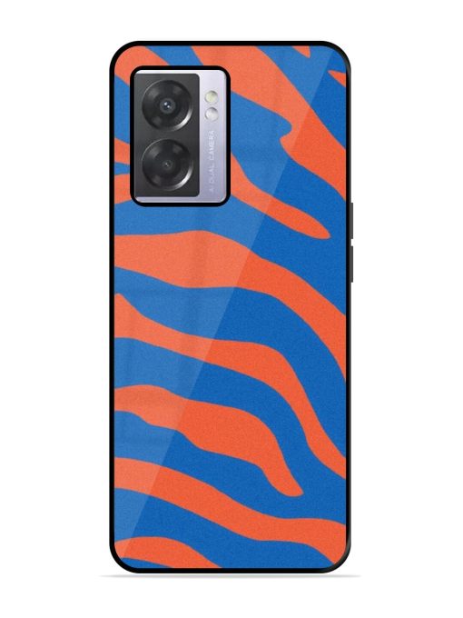 Zebra Stripes In Blue And Orange Glossy Soft Edge Case for Oppo A57 (5G) Chachhi