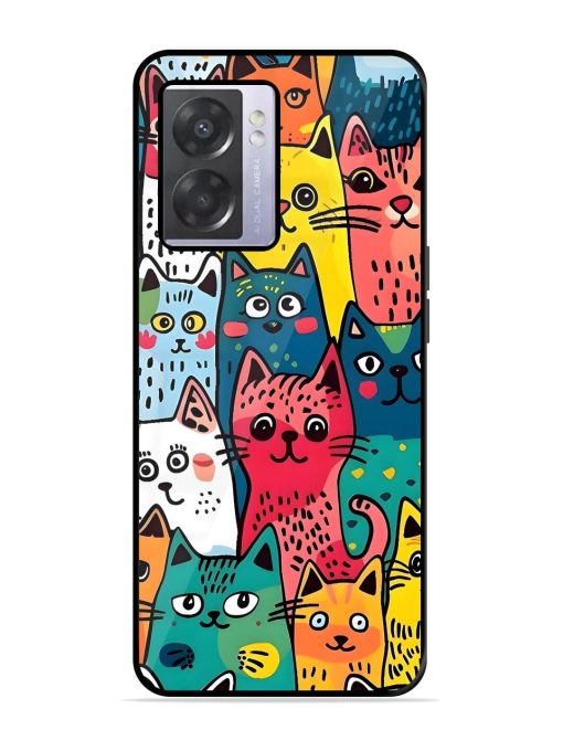 Feline Frenzy Glossy Soft Edge Case for Oppo A57 (5G) Chachhi