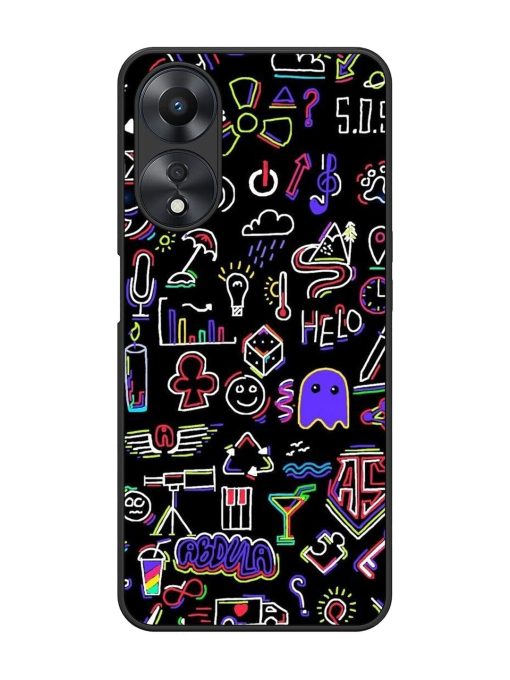 Neon Doodle Glossy Soft Edge Case for Oppo A58 Chachhi