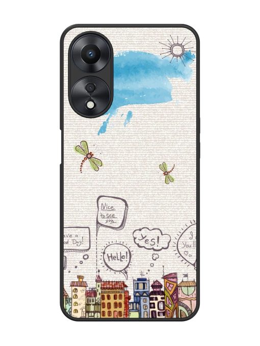 Doodle City Glossy Soft Edge Case for Oppo A58 Chachhi