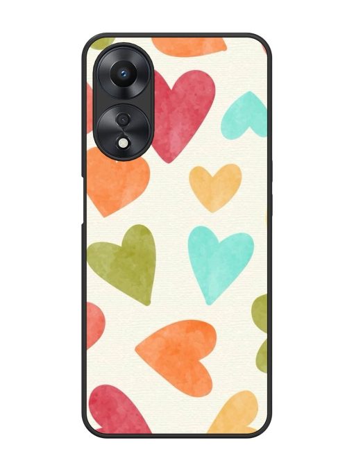 Watercolor Hearts Glossy Soft Edge Case for Oppo A58 Chachhi