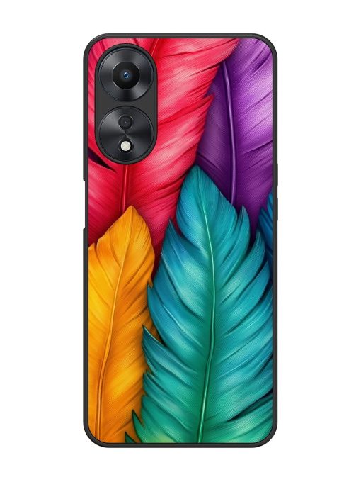 Rainbow Feathers Glossy Soft Edge Case for Oppo A58 Chachhi