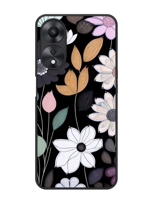 Whimsical Blooms On Black Glossy Soft Edge Case for Oppo A58 Chachhi