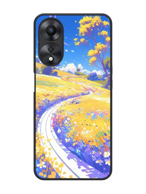 Vibrant Spring Meadow Glossy Soft Edge Case for Oppo A58 Chachhi