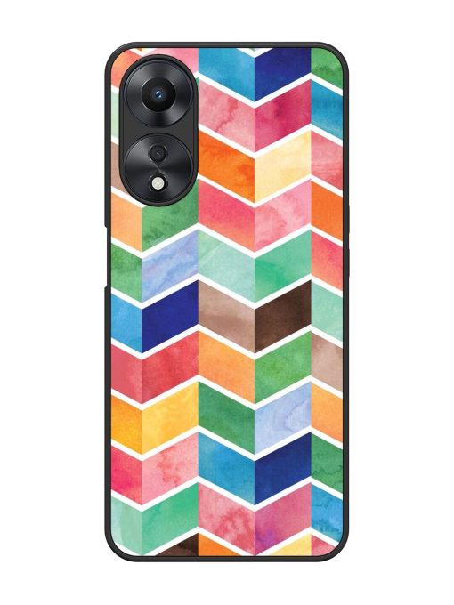 Watercolor Chevron Whimsy Glossy Soft Edge Case for Oppo A58 Chachhi