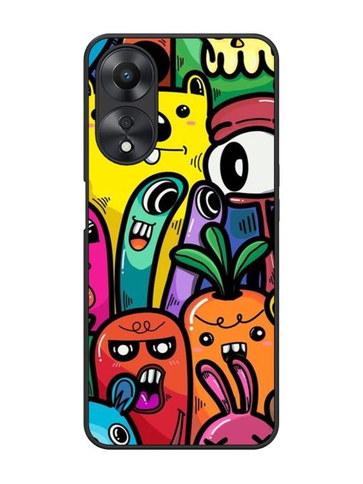 Whimsical Doodle Chaos Glossy Soft Edge Case for Oppo A58 Chachhi