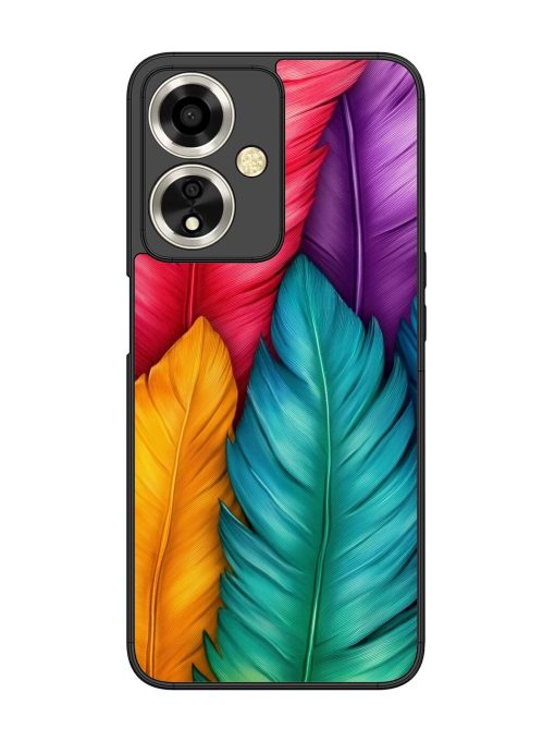 Rainbow Feathers Glossy Soft Edge Case for Oppo A59 (5G) Chachhi