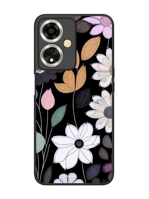 Whimsical Blooms On Black Glossy Soft Edge Case for Oppo A59 (5G) Chachhi