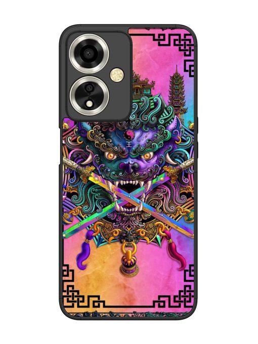 Psychedelic Fu Dog Tapestry Glossy Soft Edge Case for Oppo A59 (5G) Chachhi