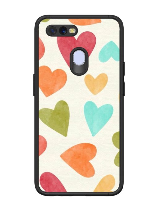 Watercolor Hearts Glossy Soft Edge Case for Oppo A7 Chachhi