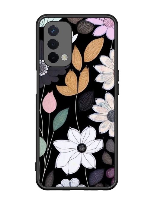 Whimsical Blooms On Black Glossy Soft Edge Case for Oppo A74 (5G)