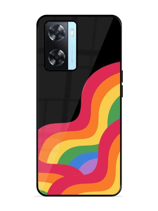 Wavy Rainbow Glossy Soft Edge Case for Oppo A77 Chachhi