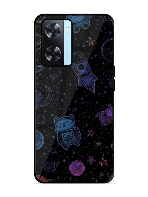 Cosmic Cat Chaos Glossy Soft Edge Case for Oppo A77 Chachhi