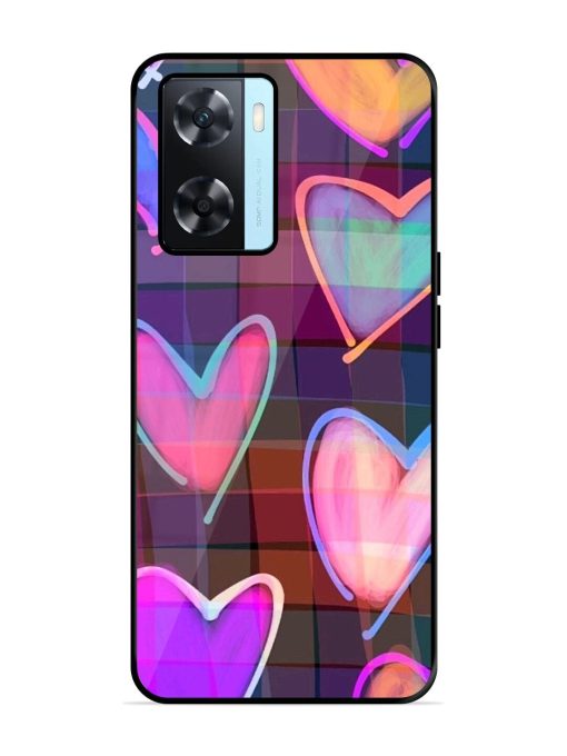 Neon Hearts Glossy Soft Edge Case for Oppo A77 Chachhi