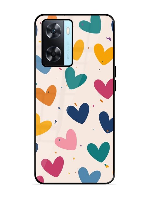 Rainbow Hearts Glossy Soft Edge Case for Oppo A77S Chachhi