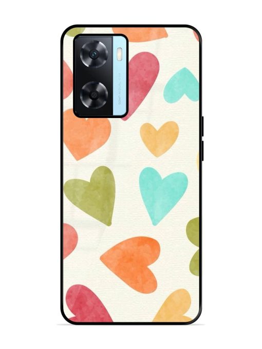 Watercolor Hearts Glossy Soft Edge Case for Oppo A77S Chachhi