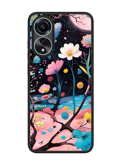 Cosmic Bloom Glossy Soft Edge Case for Oppo A78 (4G) Chachhi