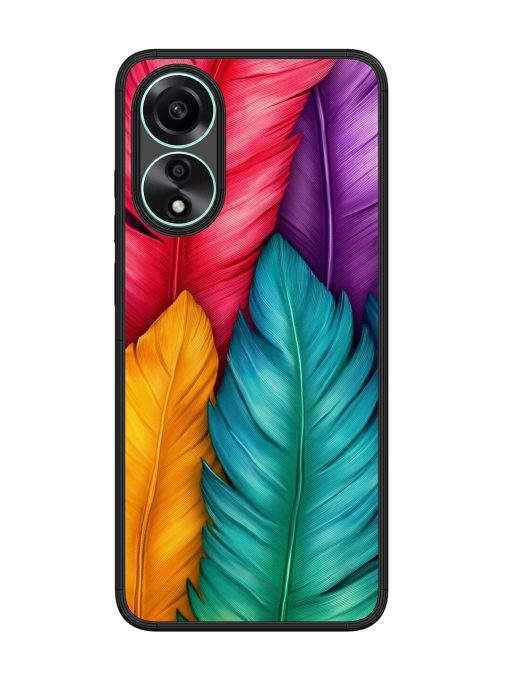 Rainbow Feathers Glossy Soft Edge Case for Oppo A78 (4G) Chachhi