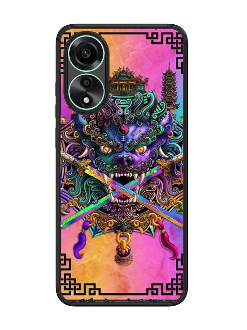 Psychedelic Fu Dog Tapestry Glossy Soft Edge Case for Oppo A78 (4G) Chachhi