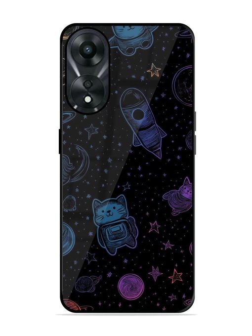 Cosmic Cat Chaos Glossy Soft Edge Case for Oppo A78 (5G) Chachhi