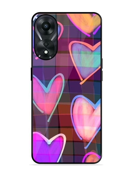 Neon Hearts Glossy Soft Edge Case for Oppo A78 (5G) Chachhi