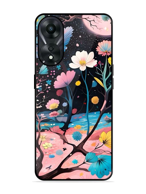 Cosmic Bloom Glossy Soft Edge Case for Oppo A78 (5G) Chachhi