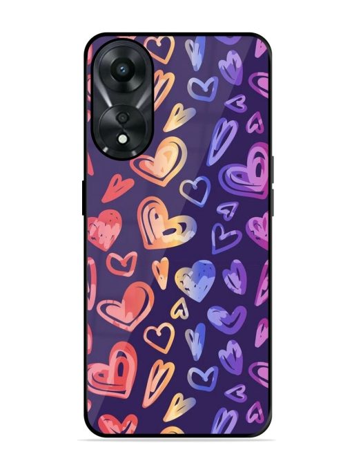 Rainbow Hearts Glossy Soft Edge Case for Oppo A78 (5G) Chachhi