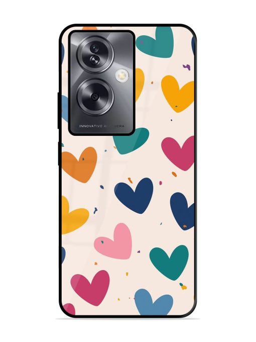 Rainbow Hearts Glossy Soft Edge Case for Oppo A79 (5G) Chachhi