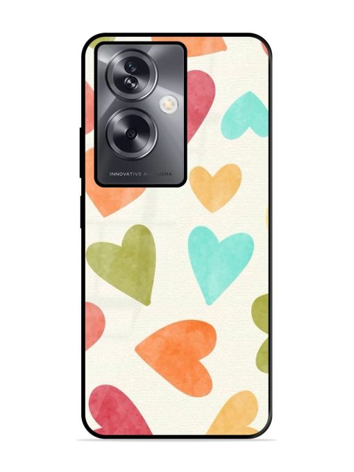 Watercolor Hearts Glossy Soft Edge Case for Oppo A79 (5G) Chachhi