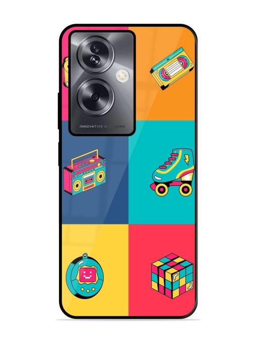 90S Throwback Grid Glossy Soft Edge Case for Oppo A79 (5G) Chachhi