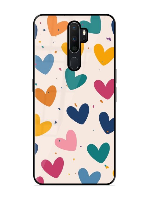 Rainbow Hearts Glossy Soft Edge Case for Oppo A9 Chachhi