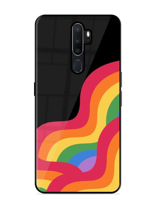 Wavy Rainbow Glossy Soft Edge Case for Oppo A9 Chachhi