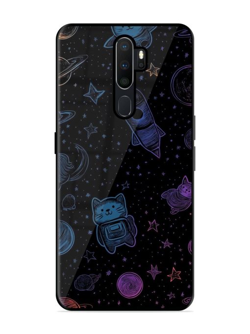 Cosmic Cat Chaos Glossy Soft Edge Case for Oppo A9 Chachhi